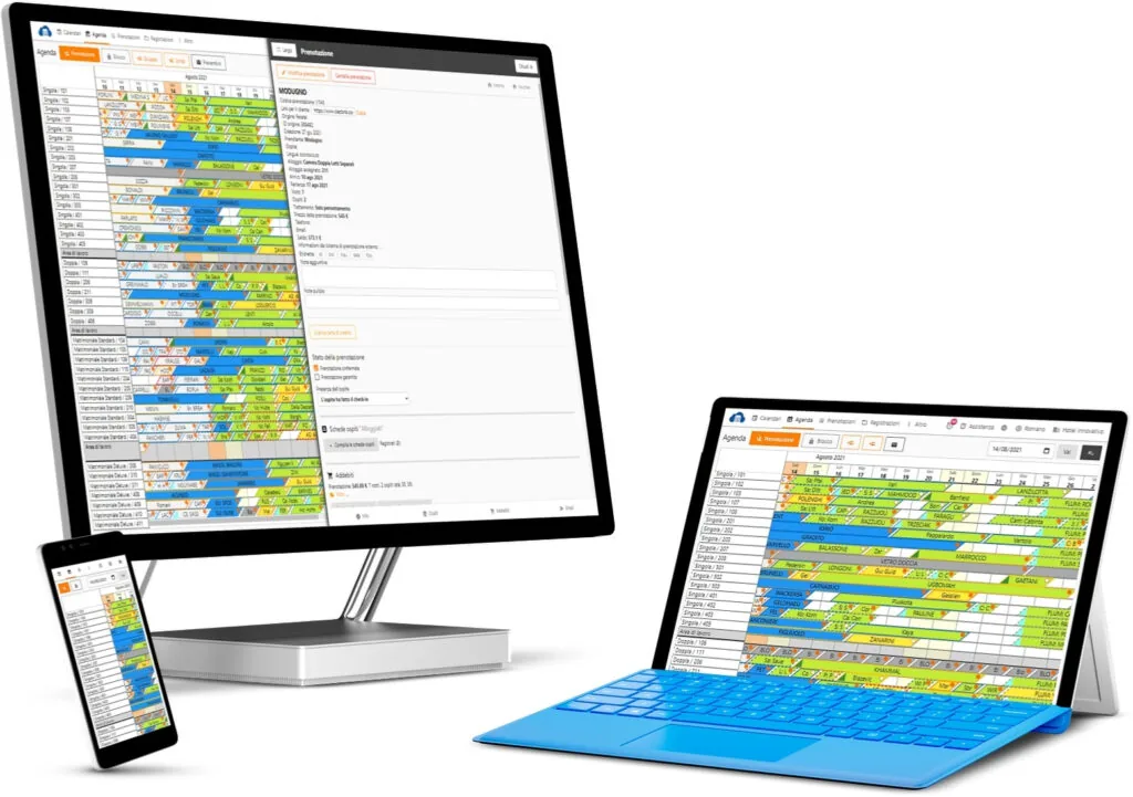 Refactoring UX/UI del PMS Hotel in Cloud, su desktop, tablet e mobile